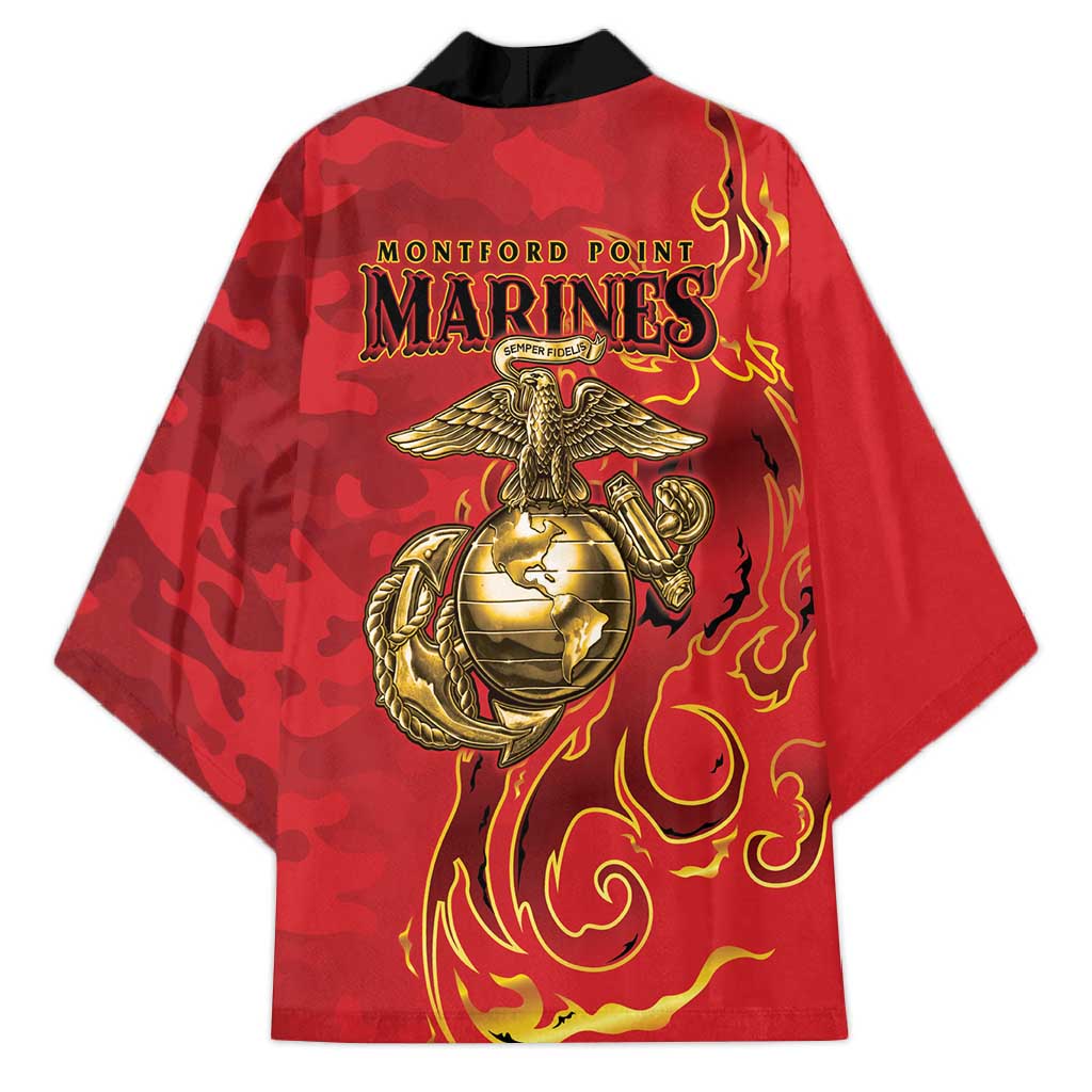 Montford Point Marines Kimono Flame Fire Military Red Camo