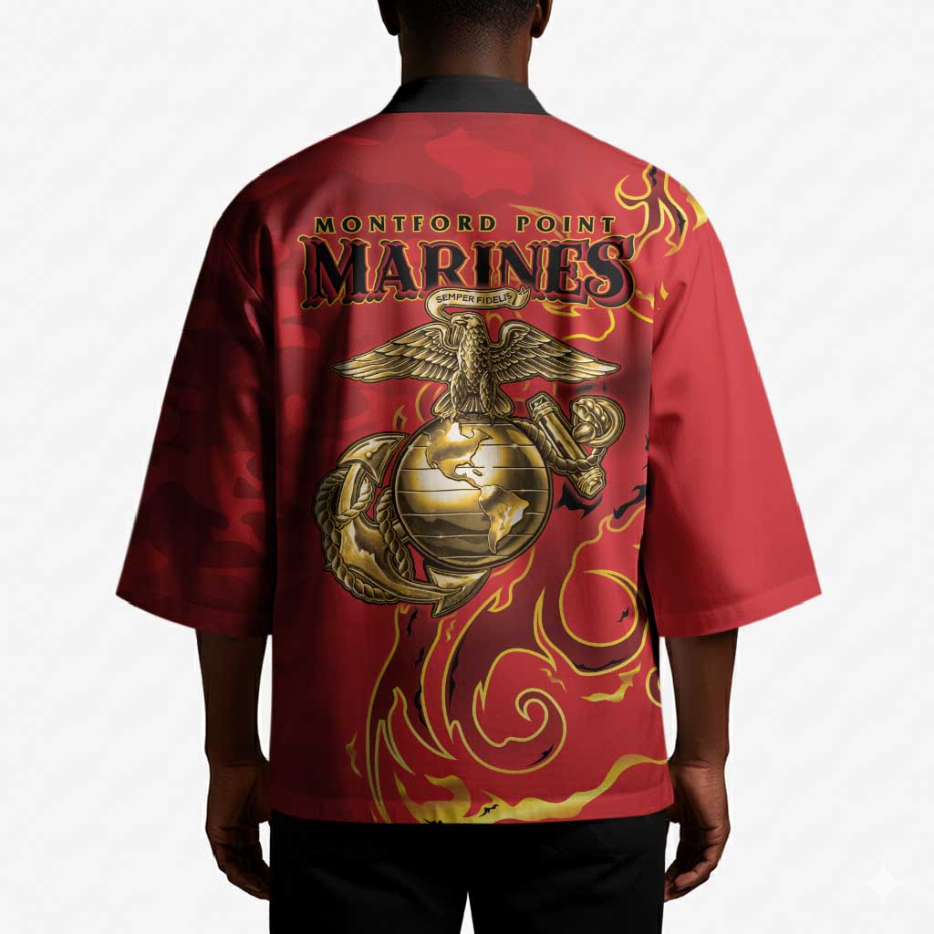 Montford Point Marines Kimono Flame Fire Military Red Camo