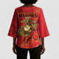 Montford Point Marines Kimono Sleeve Blouse Flame Fire Military Red Camo