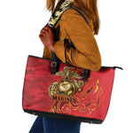 Montford Point Marines Leather Tote Bag Flame Fire Military Red Camo