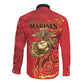 Montford Point Marines Long Sleeve Button Shirt Flame Fire Military Red Camo