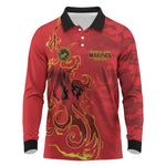 Montford Point Marines Long Sleeve Polo Shirt Flame Fire Military Red Camo