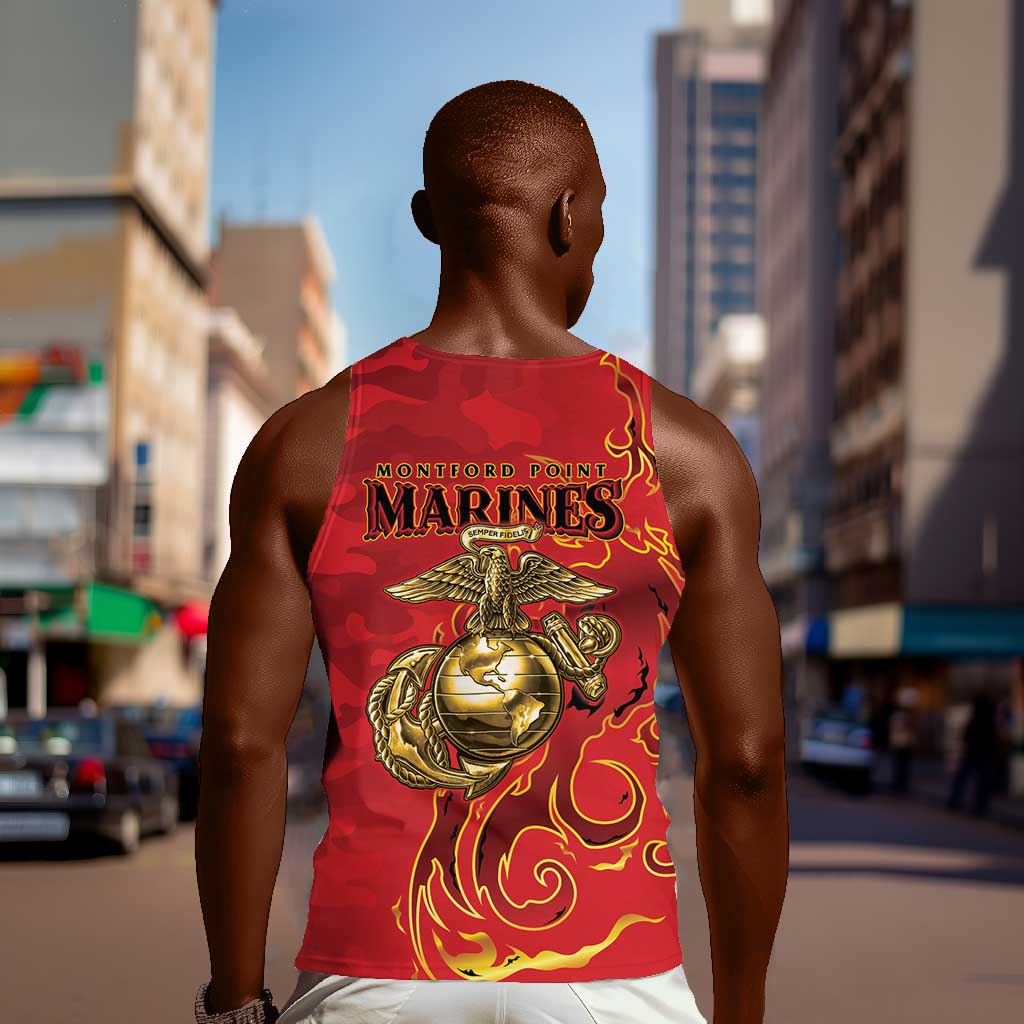 Montford Point Marines Men Tank Top Flame Fire Military Red Camo