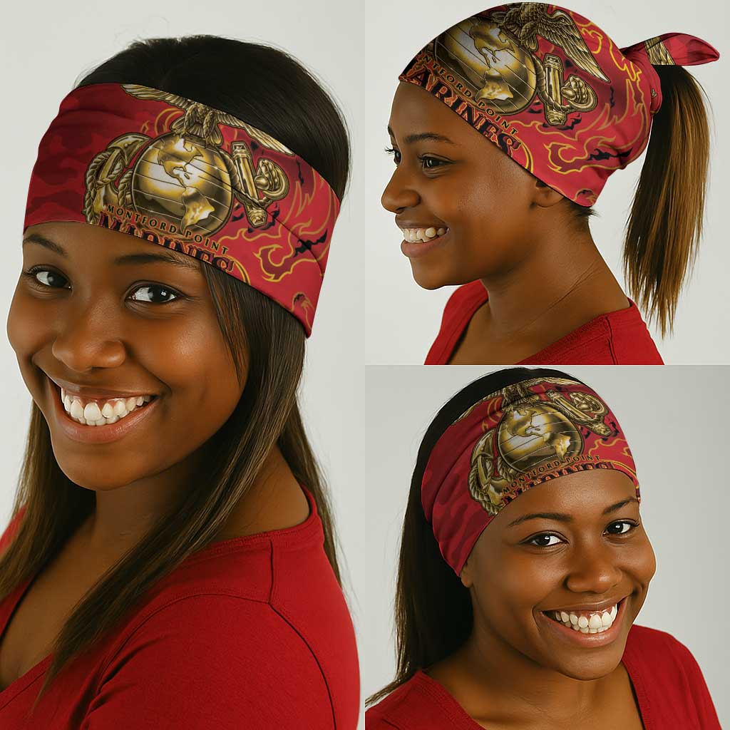 Montford Point Marines Neck Gaiter Flame Fire Military Red Camo