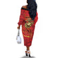Montford Point Marines Off The Shoulder Long Sleeve Dress Flame Fire Military Red Camo