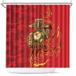 Montford Point Marines Shower Curtain Flame Fire Military Red Camo