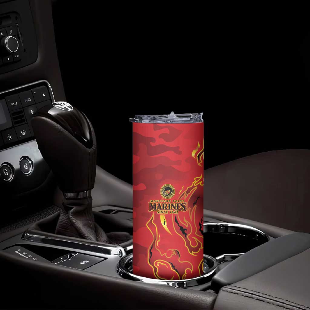 Montford Point Marines Skinny Tumbler Flame Fire Military Red Camo