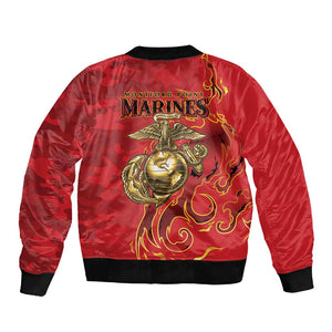Montford Point Marines Sleeve Zip Bomber Jacket Flame Fire Military Red Camo