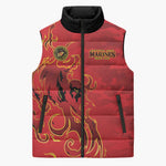 Montford Point Marines Sleeveless Puffer Jacket Flame Fire Military Red Camo