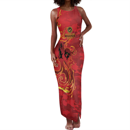 Montford Point Marines Tank Maxi Dress Flame Fire Military Red Camo
