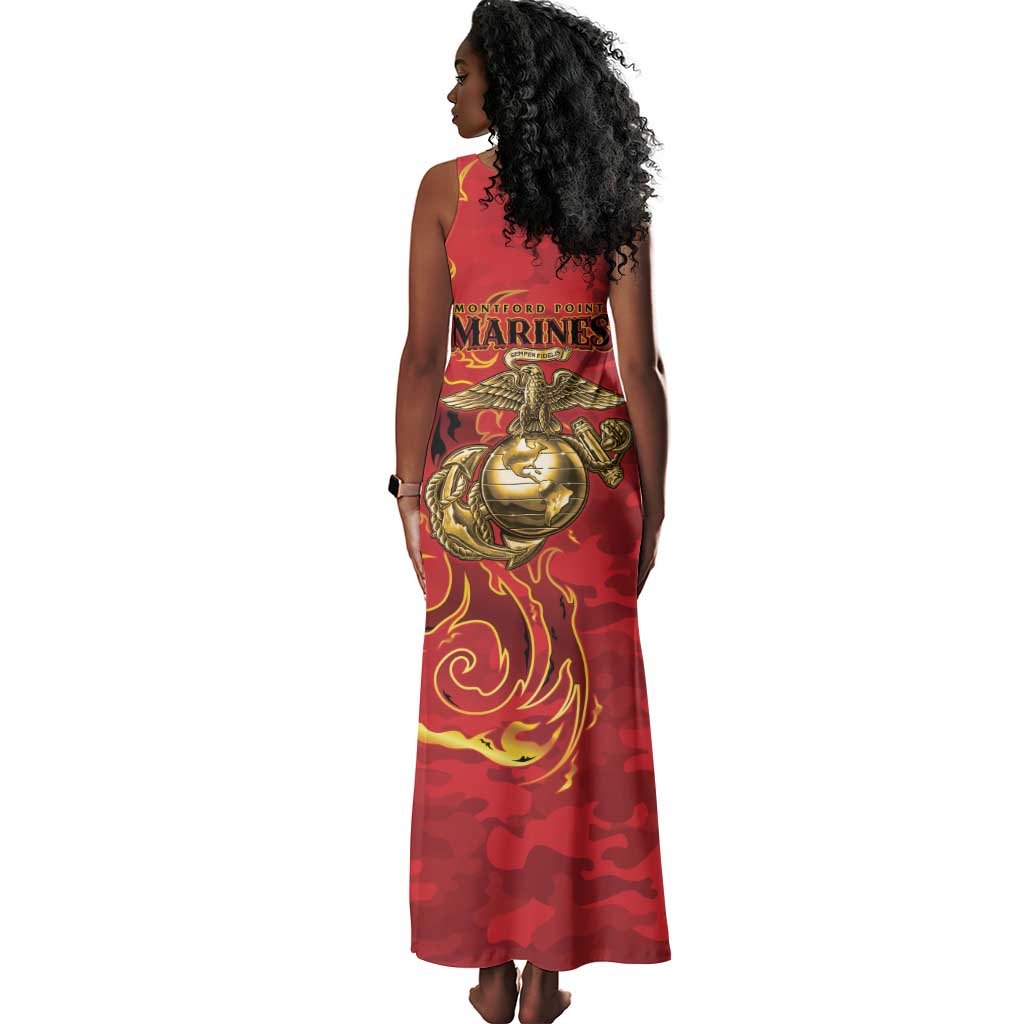 Montford Point Marines Tank Maxi Dress Flame Fire Military Red Camo