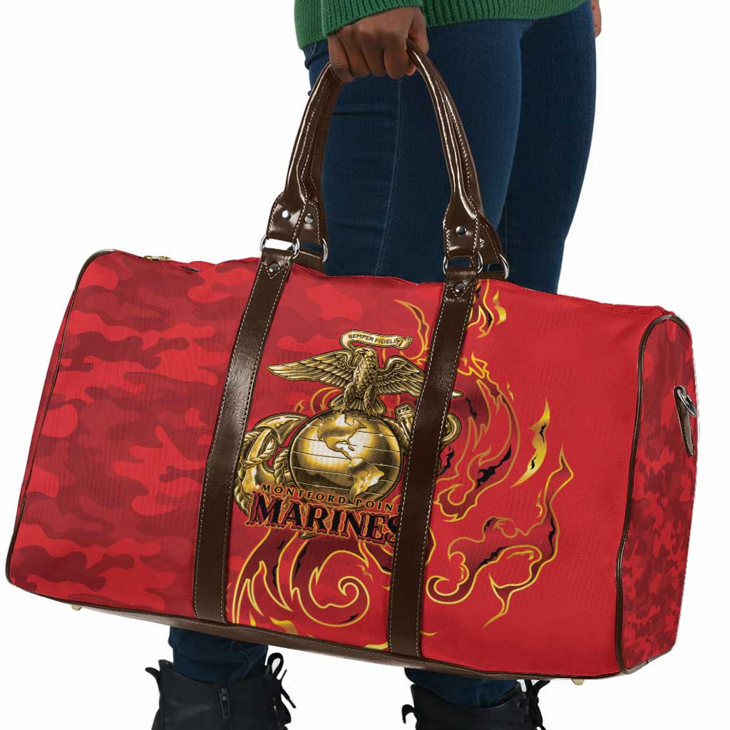 Montford Point Marines Travel Bag Flame Fire Military Red Camo