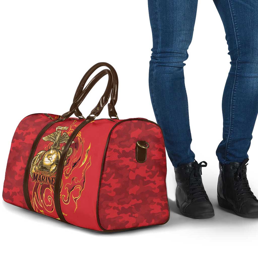 Montford Point Marines Travel Bag Flame Fire Military Red Camo