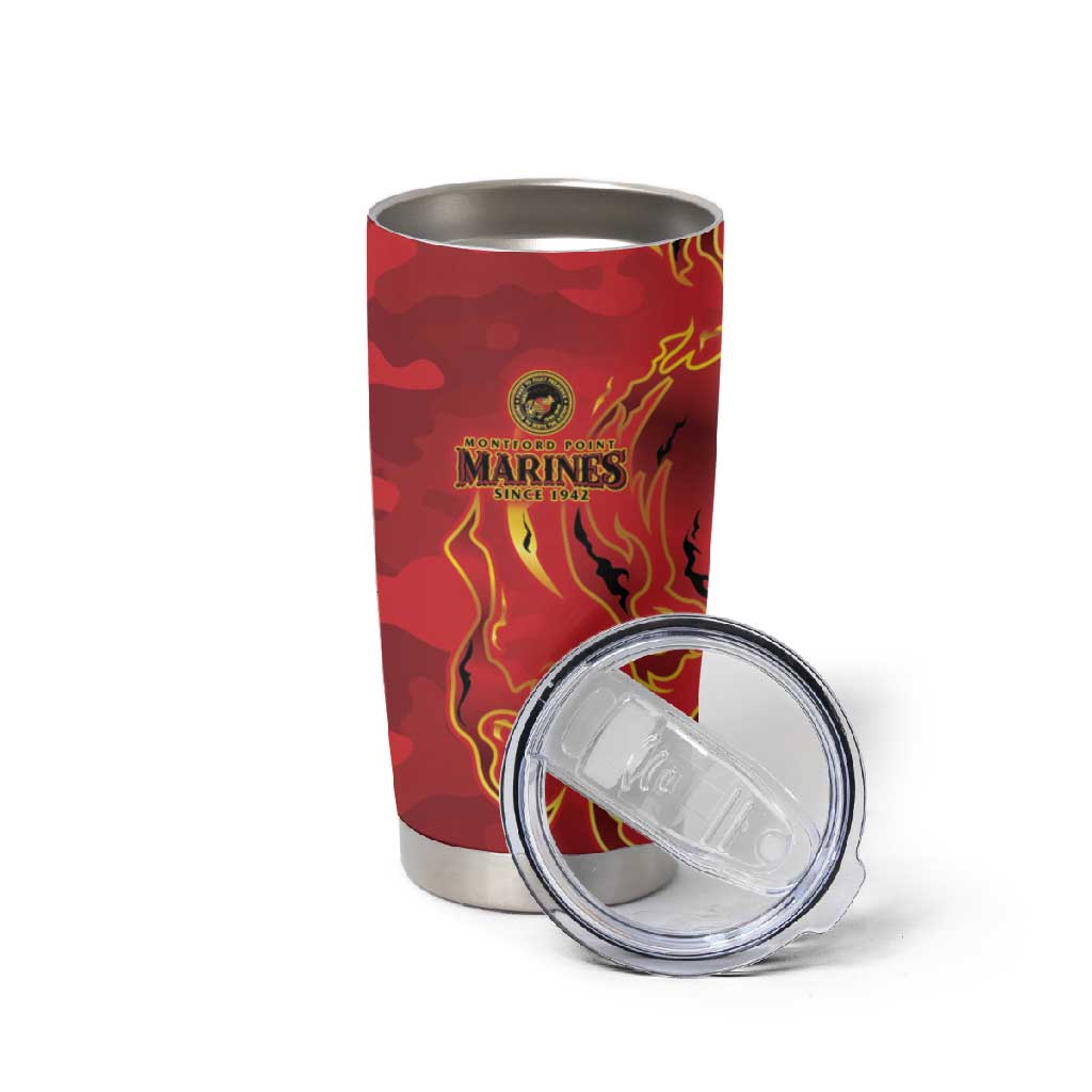 Montford Point Marines Tumbler Cup Flame Fire Military Red Camo