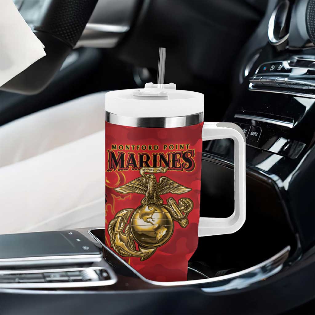 Montford Point Marines Tumbler With Handle Flame Fire Military Red Camo