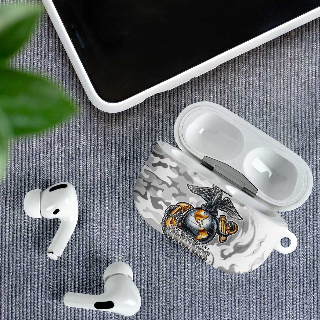 Montford Point Marines AirPods Case Flame Fire Military White Camo