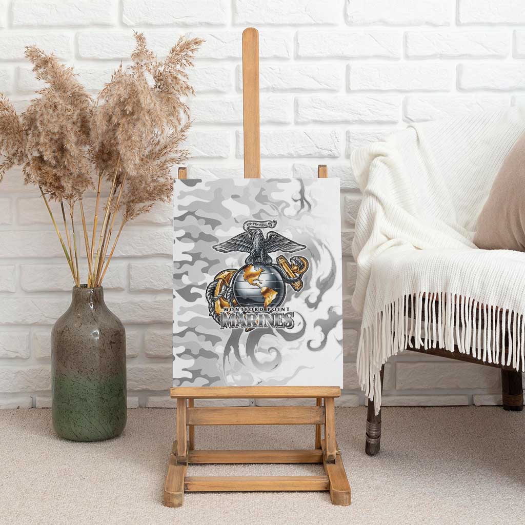 Montford Point Marines Canvas Wall Art Flame Fire Military White Camo