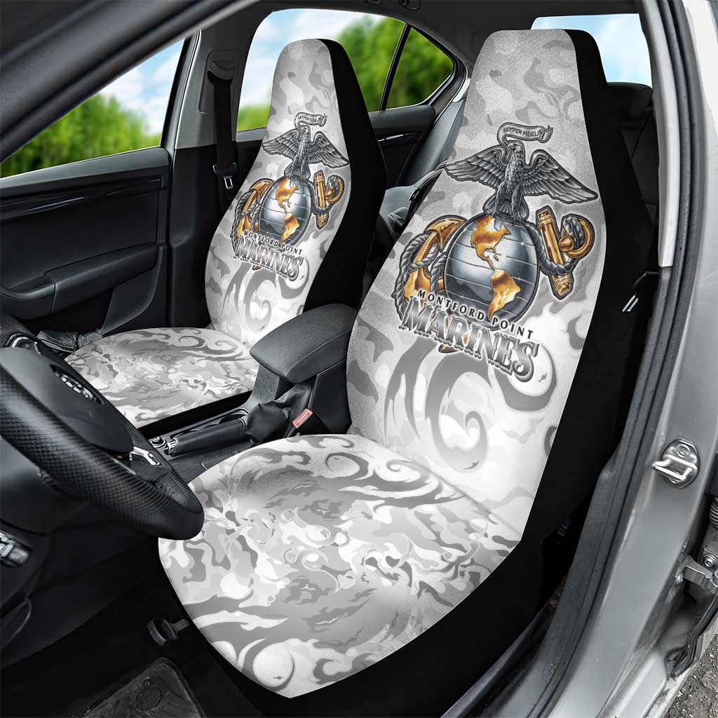 Montford Point Marines Car Seat Cover Flame Fire Military White Camo