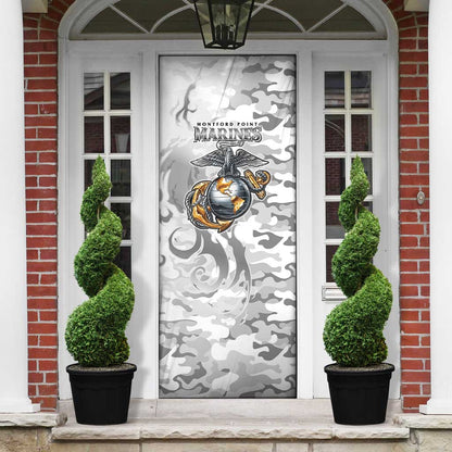 Montford Point Marines Door Cover Flame Fire Military White Camo