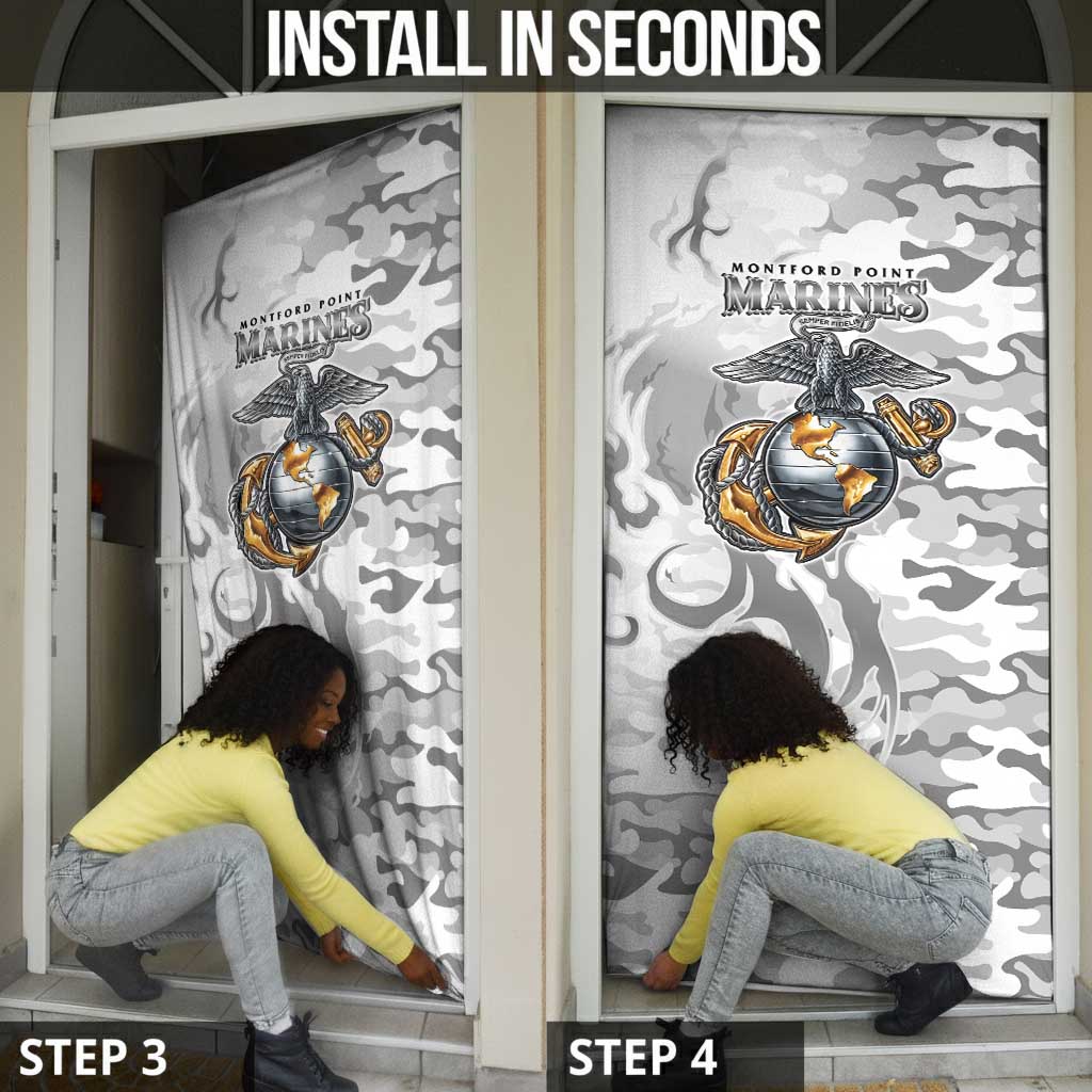 Montford Point Marines Door Cover Flame Fire Military White Camo