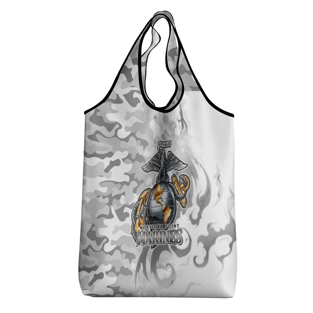 Montford Point Marines Grocery Bag Flame Fire Military White Camo