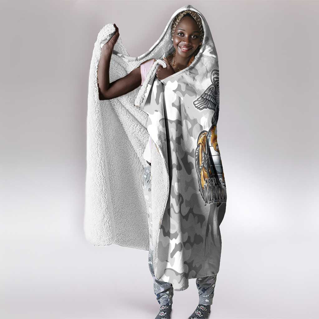 Montford Point Marines Hooded Blanket Flame Fire Military White Camo