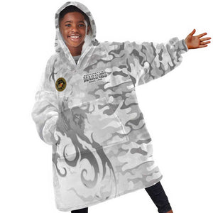 Montford Point Marines Kid Wearable Blanket Hoodie Flame Fire Military White Camo