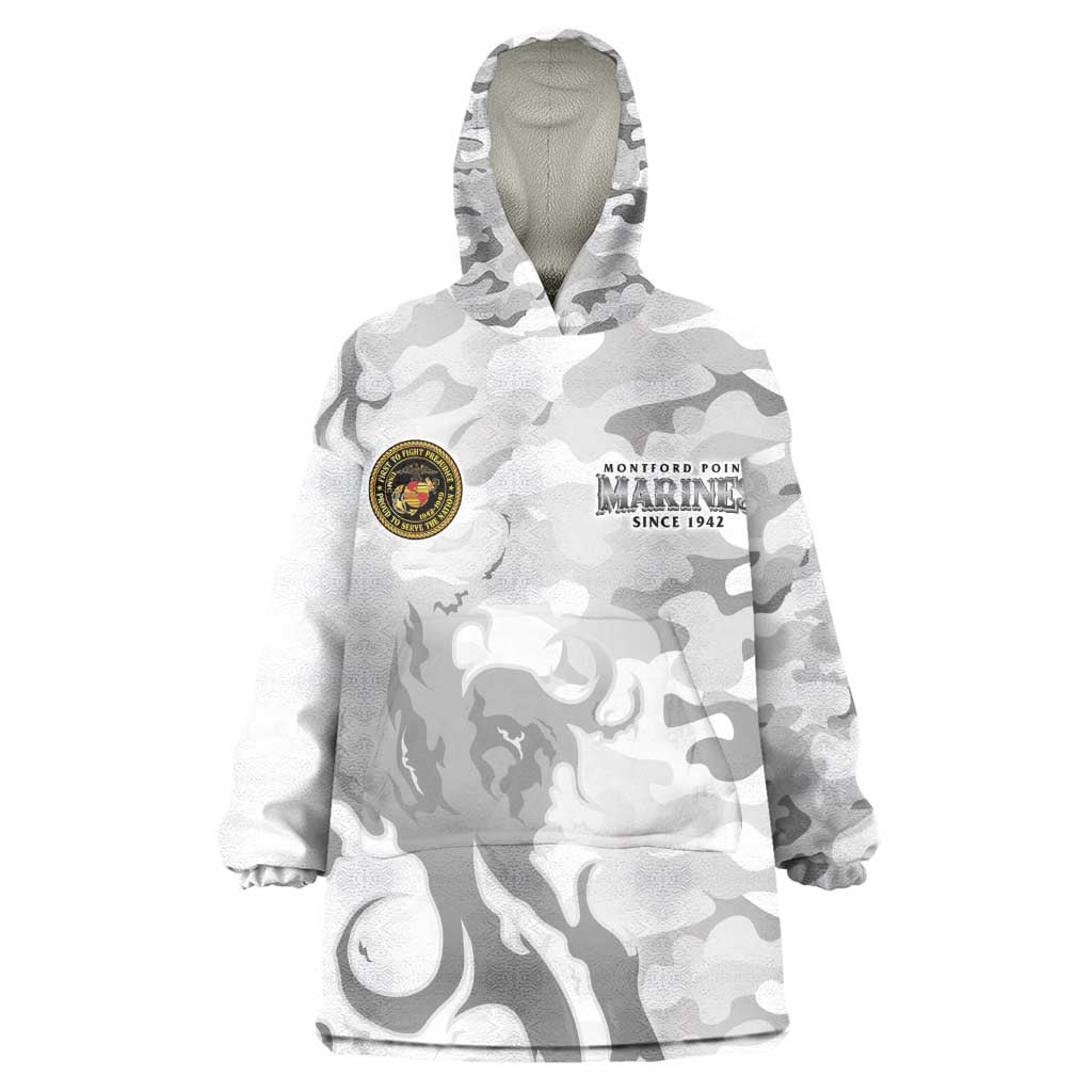 Montford Point Marines Kid Wearable Blanket Hoodie Flame Fire Military White Camo