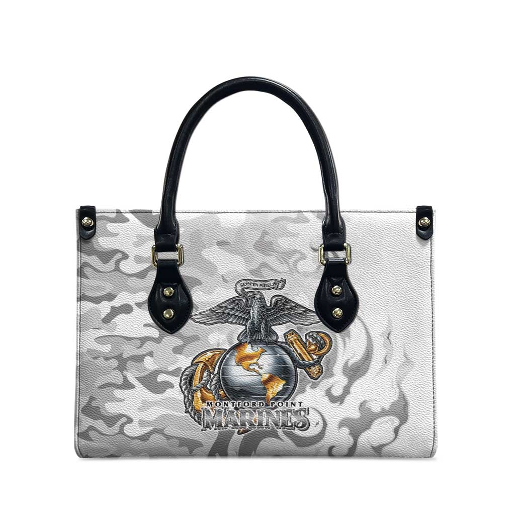 Montford Point Marines Leather Bag Flame Fire Military White Camo