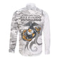 Montford Point Marines Long Sleeve Button Shirt Flame Fire Military White Camo