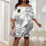 Montford Point Marines Off Shoulder Short Dress Flame Fire Military White Camo