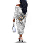 Montford Point Marines Off The Shoulder Long Sleeve Dress Flame Fire Military White Camo