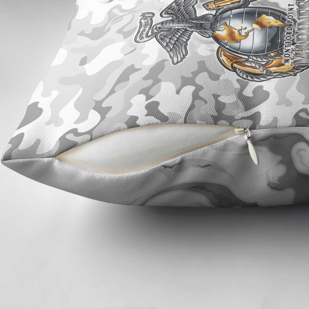 Montford Point Marines Pillow Cover Flame Fire Military White Camo
