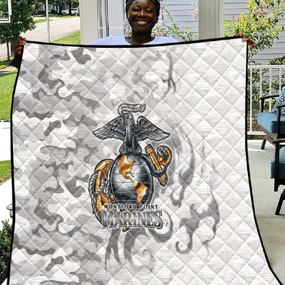 Montford Point Marines Quilt Flame Fire Military White Camo