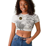 Montford Point Marines Raglan Cropped T shirt Flame Fire Military White Camo