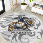 Montford Point Marines Round Carpet Flame Fire Military White Camo