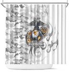 Montford Point Marines Shower Curtain Flame Fire Military White Camo