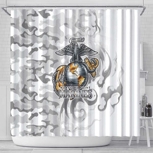 Montford Point Marines Shower Curtain Flame Fire Military White Camo