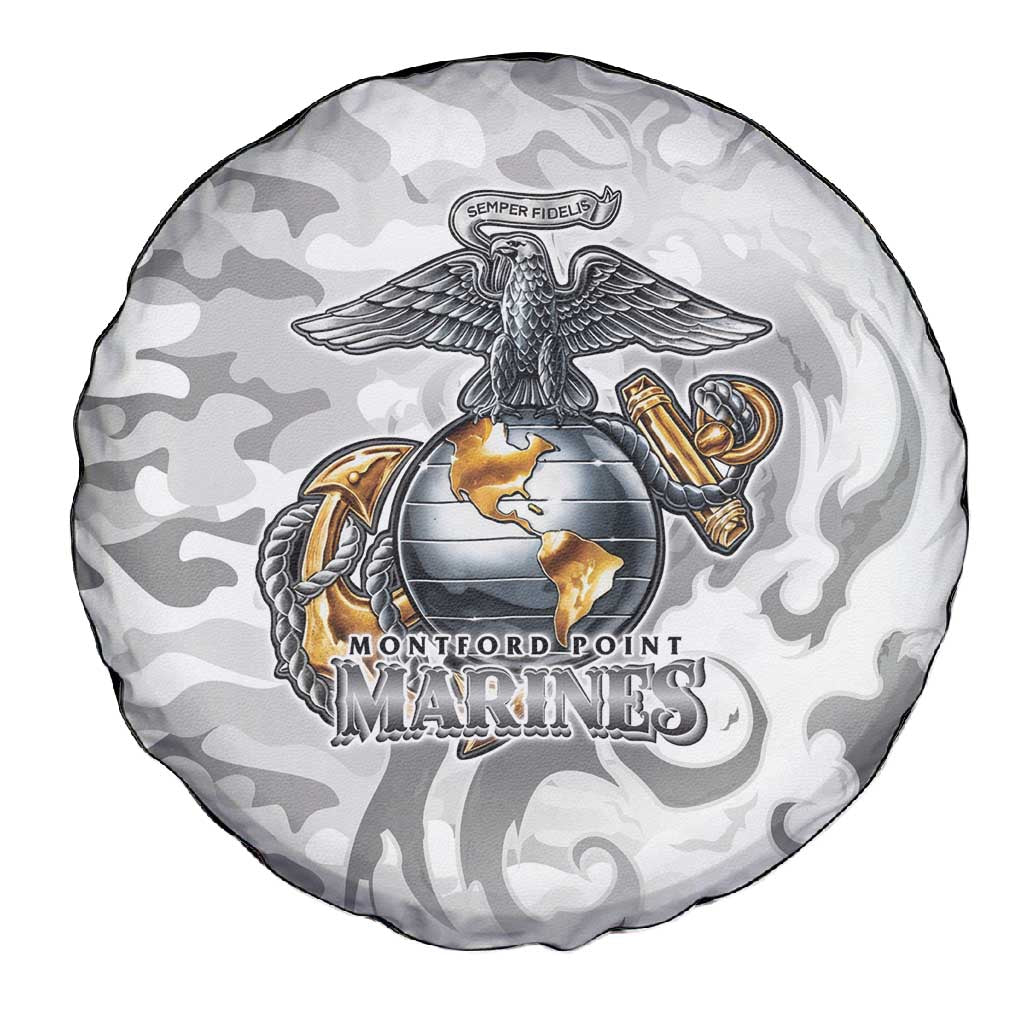 Montford Point Marines Spare Tire Cover Flame Fire Military White Camo