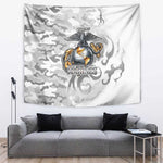 Montford Point Marines Tapestry Flame Fire Military White Camo