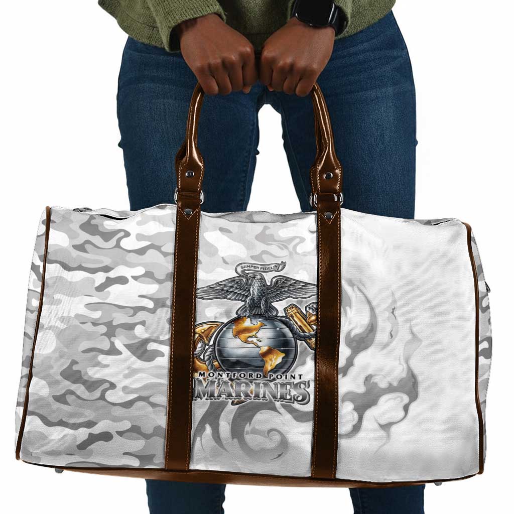 Montford Point Marines Travel Bag Flame Fire Military White Camo