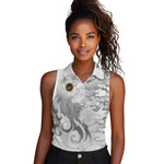 Montford Point Marines Women Sleeveless Polo Shirt Flame Fire Military White Camo