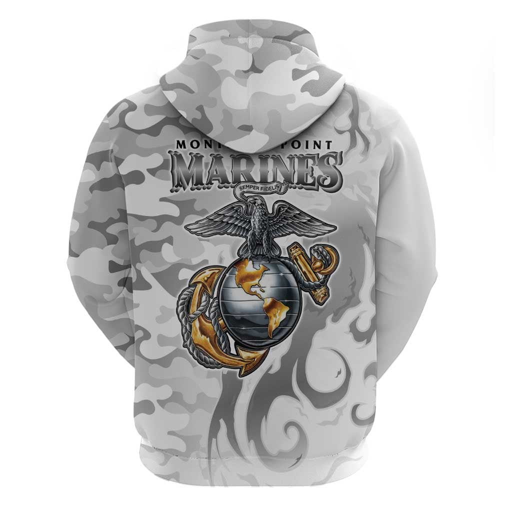 Montford Point Marines Zip Hoodie Flame Fire Military White Camo