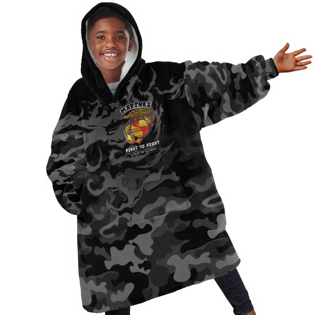 Montford Point Marines Kid Wearable Blanket Hoodie First To Fight Last to Leave