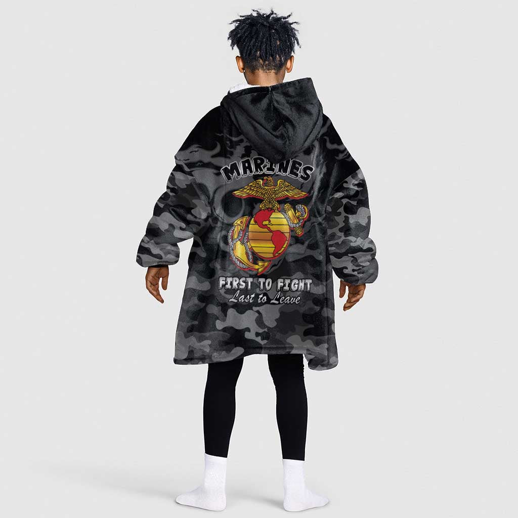 Montford Point Marines Kid Wearable Blanket Hoodie First To Fight Last to Leave