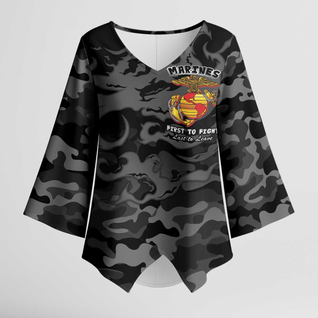 Montford Point Marines Kimono Sleeve Blouse First To Fight Last to Leave