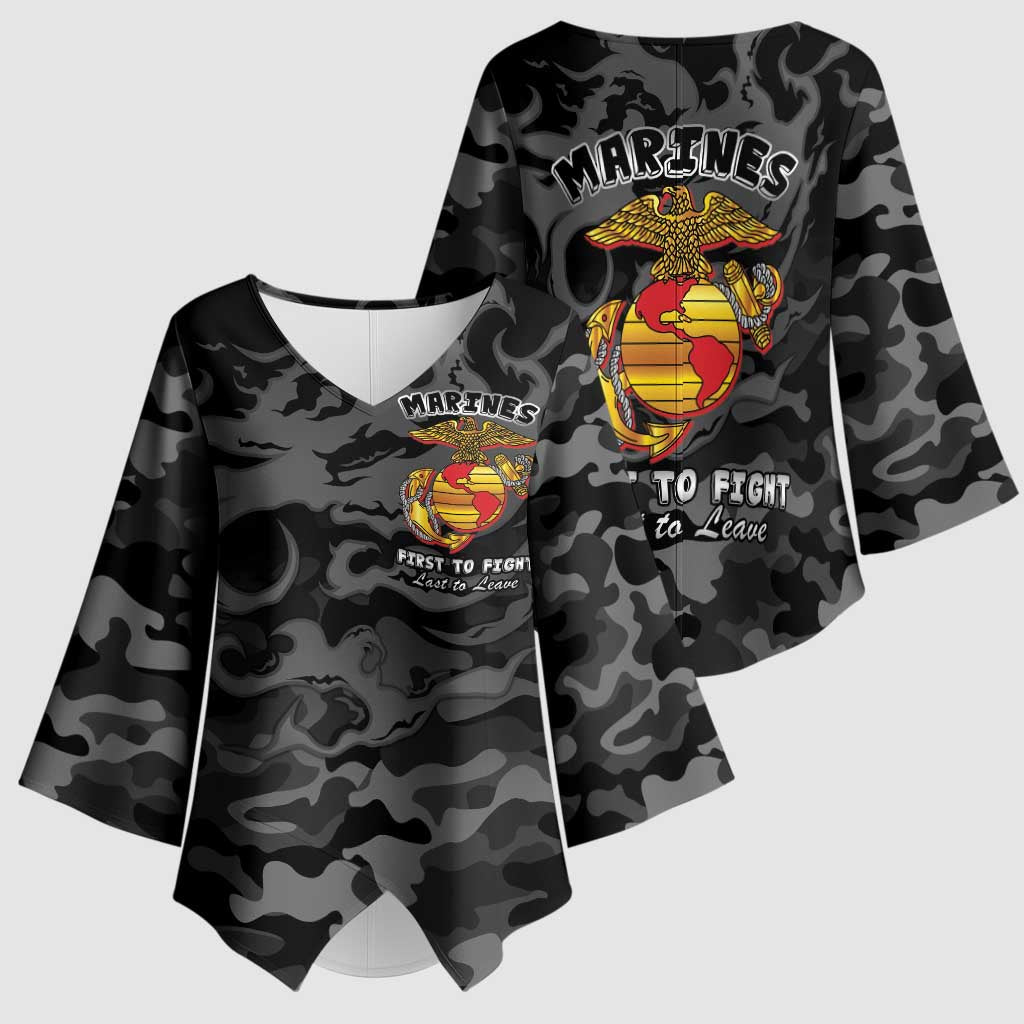 Montford Point Marines Kimono Sleeve Blouse First To Fight Last to Leave