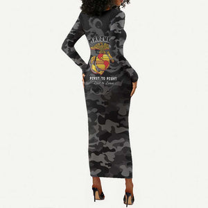 Montford Point Marines Long Sleeve Bodycon Dress First To Fight Last to Leave