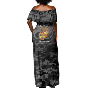 Montford Point Marines Off Shoulder Maxi Dress First To Fight Last to Leave