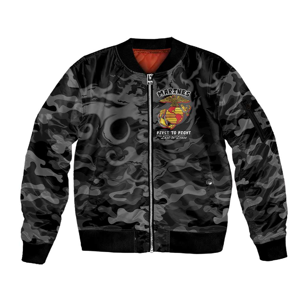 Montford Point Marines Sleeve Zip Bomber Jacket First To Fight Last to Leave